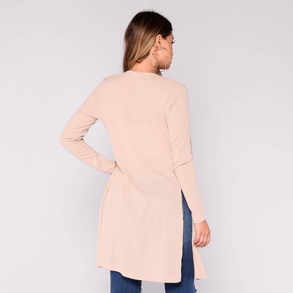 Tan Ribbed Cardigan - Picture 3 of 7